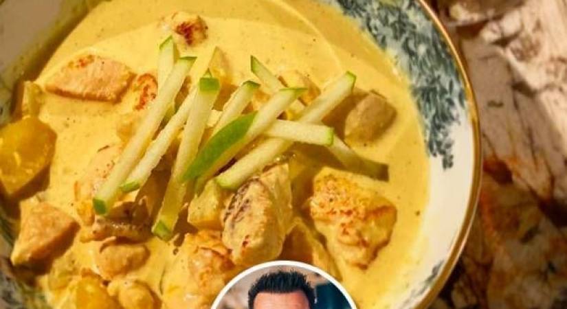 Curry de volaille cuisiné au curry, lait de noix de coco, pomme verte